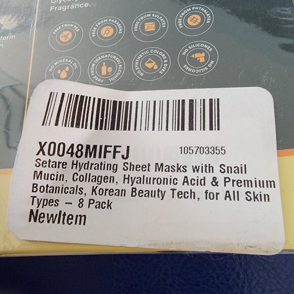 SETARE Hydrating Facial Sheet Masks 8 Individual Masks Sealed Box - Picture 9 of 9